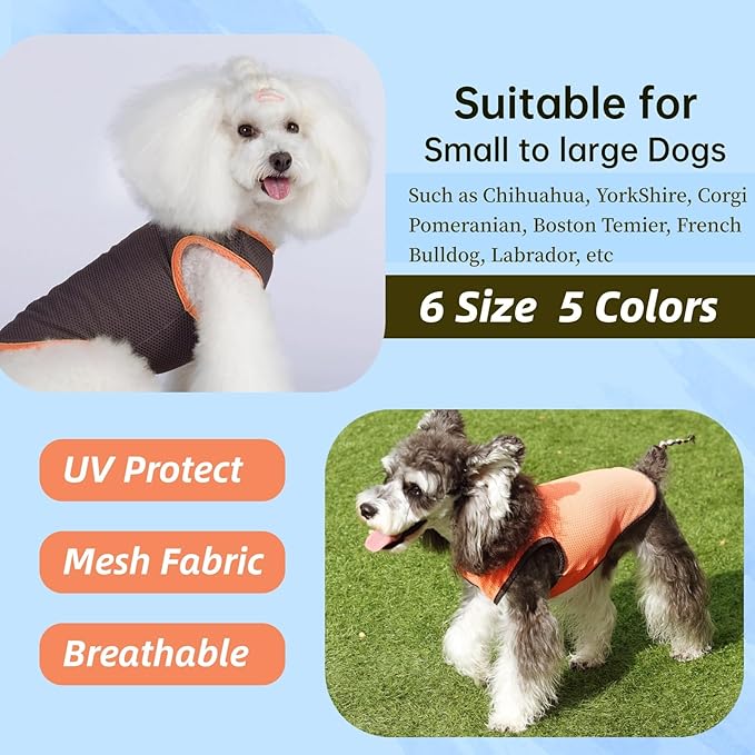 2 Pack Cooling Shirts for Dogs, Lightweight Mesh Breathable Dog Shirt for Small Dogs Boy, Sun-Protection Sleeveless Shirts for Dog&Cat Puppy Vest Pet Apparel P23ST00605M