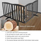 ZJSF Foldable Freestanding Indoor Dog Gate for House Wood Long Pet Gates Dog Fence for Stairs Puppy Gates for Hallways, Puppy Gate,Support Feet Included, Black, 24 "Height-3 Panels