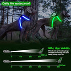ChalkLit Light Up Dog Harness, No Pull Led Dog Harness Glow-in-The-Dark for Night Walking, USB Rechargeable Lighted Safety Vest for Medium Large Dogs, Adjustable Soft Mesh Fully Illuminated(Green, XL)