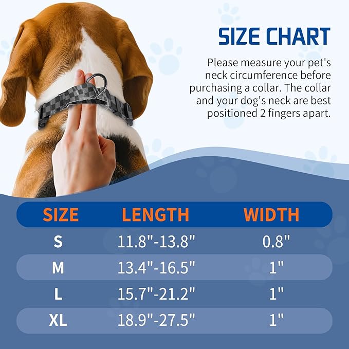 Kazazoo Martingale Collar for Dogs with Quick Release Buckle Adjustable Soft Durable Dog Collar for Small Medium Large No Pull Training Dog Collars-Black&Grey XL