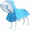 Dog Raincoat Waterproof Rain Poncho with Hoodie, High Reflective Adjustable Pet Rain Jacket with Leash Hole for Small Medium and Large Dogs (Blue, Large)
