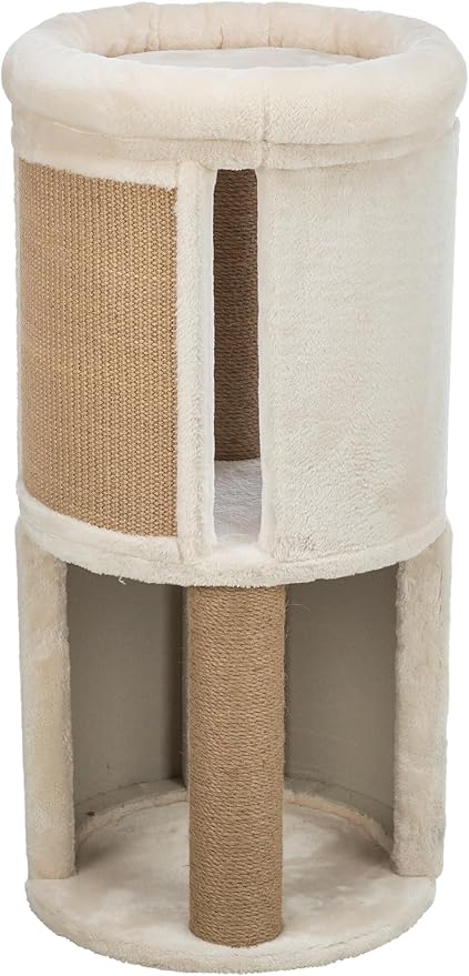 Trixie Giorgia Cat Tower – Cat Tree with Thick Sisal Posts, Caves, Platforms & Hanging Toy – Durable Cat Furniture for Indoor Cats – Beige, 15.7" x 15.7" x 32.3"