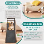 Dog Ramp for Bed, Adjustable Pet Ramps for Dog to Get on Bed, Non-Slip Rubber Surface - Folding Wooden Dog Ramp for Small/Large/Old Dogs, Adjustable up to 27.5 inch High Beds, Safety Railings