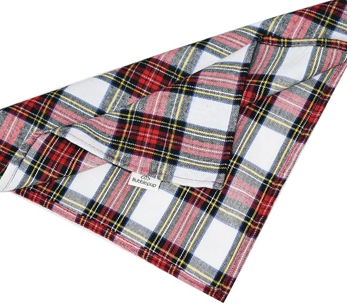 Bubblepup Christmas Dog Bandanas, Plaid Reversible Triangle Bibs Scarf Accessories for Dogs Pets