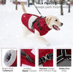 AOFITEE Dog Coat, Dog Christmas Sweater, Waterproof Dog Jacket Winter, Dogs Coat with Harness Built in, Warm Dogs Puffer Jacket, Reflective Pet Snowsuit for Dachshund, French Bulldog, Boston Terrier