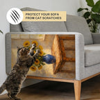 Nuxovilar Cat Wall Scratcher 15.3x23.6 Inches Polyester Synthetic Fiber, Sunflower in Blue Vase Print, wall scratchers for Indoor Cats, cat Scratching mat, Home Decor, Kitchen, Dining Area (2pcs)