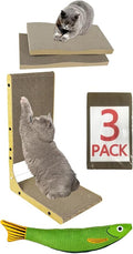 3-Pack WRBTA Cardboard cat Scratcher,L Shape Cat Scratch Pad Wall Mounted, Cat Scratching Cardboard with Ball Toy for Indoor, Cardboard Cat Scratcher with Double-Sided Usability.cat Scratching Post