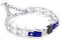 Herm Sprenger Chrome Plated Steel Dog Collar with Quick Release ClicLock Buckle and Biothane Insert Training Collar for Dogs Made in Germany (Blueberry Royal, 25in x 4.0mm(Neck Size up to21-22in))