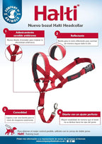 Halti Headcollar - Stop Your Dog Pulling on the Leash. Adjustable, Reflective and Lightweight, with Padded Nose Band. Dog Training Anti-Pull Collar for Medium Dogs (Size 3, Red)