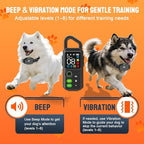 2-in-1 Dog Training Collar & Bark Collar, Safety Lock Remote, Adjustable Beep,Vibration & Shock,990ft Range,IPX7 Waterproof Dog Collar for 3 Dogs,Medium & Large,LED Light,Compass & Carabiner-2 Collars