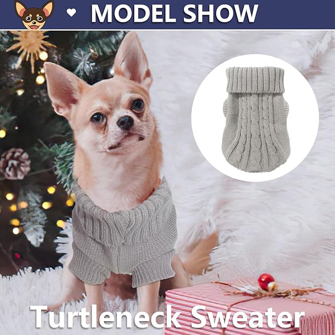 2 Pieces Dog Sweaters for Small Dogs, Chihuahua Yorkie Sweater, Dog Clothes Winter Warm Pullover Sweaters, Pet Cat Clothing Cold Weather Puppy Clothes Outfits (Small)
