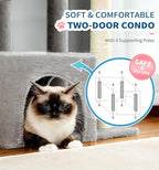 Made4Pets Cat Tree, Carpet Cat Tower Grey for Indoors Cats, Cute Wood Kitty Condo with Scratching Post and Pad, 29" Multi-Level Modern Activity Climbing Furniture for Small and Medium Cats