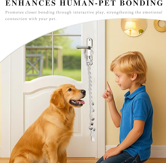 Adjustable Dog Potty Training Door Bells, Twisted Rope Puppy Bell Ring for Going Outside, Loud Metal Bells