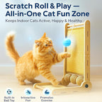 32" Sisal L Shaped Cat Scratch Pad with Ball Toy, Wooden Cat Scratching Post for Indoor Cats, 180° Angles Cat Scratcher for Indoor Cats, Durable Modern Cat Scratching Boards