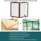 ZJSF Freestanding Foldable Dog Gate for House Extra Wide Wooden Indoor Puppy Gate Stairs Doorways Pet Gate Tall Dog Fence 2 Panels Fence Brown