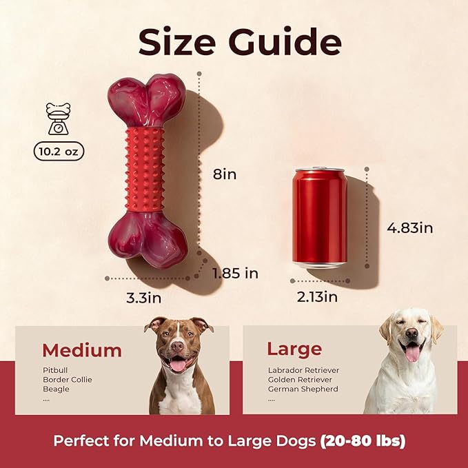 Apasiri 4-Pack Dog Toys for Aggressive Chewers with Beef Flavor: Dog Bones for Large Dogs, 8" Chew Toys Long-Lasting, Tough Nylon & Rubber Dogs Toys