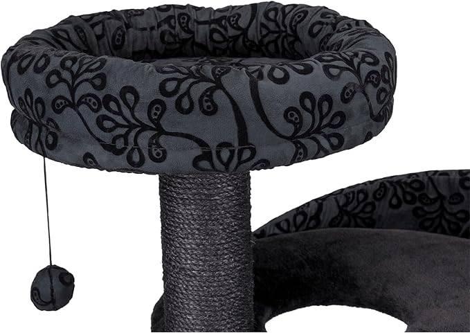 TRIXIE Filippo 50-in Cat Tower, Sisal Scratching Posts, Cat Tree with Hammock, Platforms, Bed, Dangling Cat Toys, Black