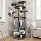 Dark Gray 78in Heavy Duty Cat Tree, Cat Tree Tower for Indoor Cats Large Adult, Extra Cat Tower with 12 Sisal Scratching Post, Large Top Platform, Hammock, Cat Condo for Kittens