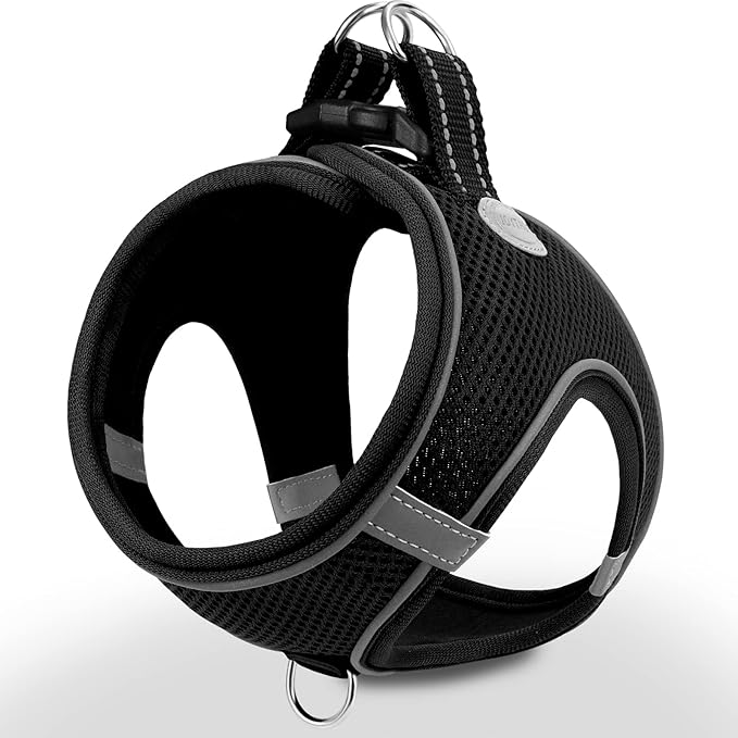 Joytale Small Dog Harness, Breathable Mesh Step-in Vest, Reflective Soft Padded Harnesses for Small and Medium Dogs, Black, L