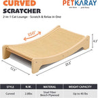 PETKARAY Sisal Cat Scratching Board, Curved Sisal Cat Scratcher, Large Indoor Kitty Scratch Pad, Heavy Duty Arc Lounge Bed for Kitten