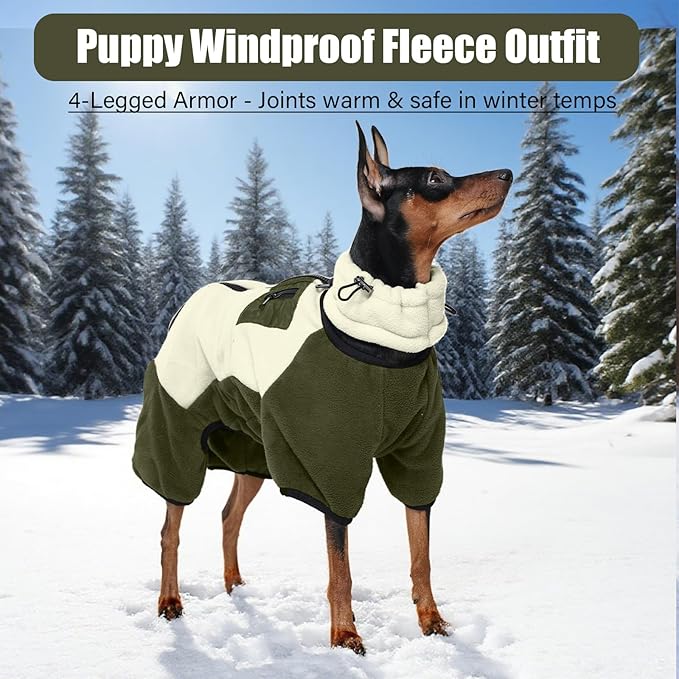 DENTRUN Small Dog Winter Coat, Warm Fleece Jacket with Removable Turtleneck, Dog Cozy Sweater for Puppy Cold Weather, Windproof Costume, Soft Woolly Pajamas