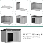 YITAHOME Plastic Dog House, Indoor & Outdoor Dog Kennel with Lift-Up Sloping Roof, Waterproof & Ventilated for Small to Medium Dogs, Easy to Clean Design, Gray