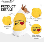 Parisian Pet Dog Shirt – 100% Cotton Small Dog Big Heart Shirts for Small Dogs – Yellow Sleeveless Puppy Clothes – Breathable Dog Clothes – Summer Pet Apparel - Stretchable Tshirts for Dogs
