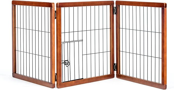 Carlson Pet Products Design Paw 62-Inch Super Wide 3 Panel Premium Wooden Pet Gate,Brown