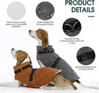 Kuoser Dog Coat Warm Fleece Lining Turtleneck Dog Jacket with Harness Built-in, Adjustable Windproof Cold Weather Coats with Quick Release Buckle Pet Winter Snowsuit for Small Medium Dogs, Grey M