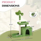 Outvita Cat Tree 36in Monstera Cat Tower with Leaves, Multi-Level Cat Tree Tower with Cat Scratching Post, Cozy Cat Condo, Padded Beds, Dangling Ball for Kittens and Indoor Cats, Green
