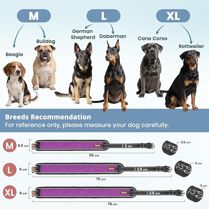 Mayerzon Patented No Pull Collar for Small Medium Large Dogs Beagle German Shepherd Rottweiler, Martingale Anti Pull Dog Collar with Buckle for Walking Training, Reflective, Adjustable, Waterproof