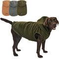 Tuff Pupper Fleece Dog Hoodie Sweater | Teddy Sherpa Outer & Soft Polar Fleece Lining | Adjustable Fit Winter Coat with Hood, Leash Hole, Ribbed Cuffs | for Small Medium Large XL XXL Dogs (Olive, XL)