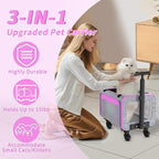 Rolling Pet Carrier with Detachable Wheels - 18x11x11 TSA Airline Approved for Southwest Delta United American, Soft Sided Expandable Travel Bag for Small Dogs & Cats up to 15Lbs, Fits Under Seat
