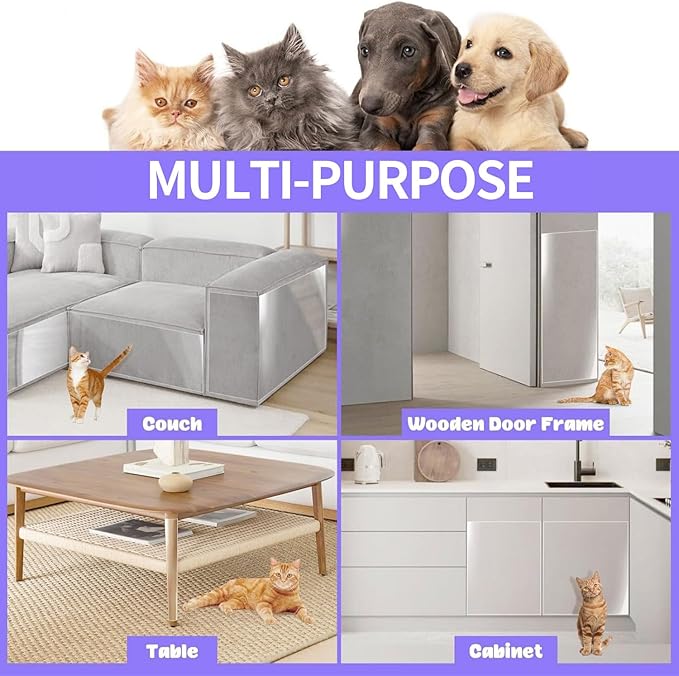 [Thicken Vinyl] Cat Scratch Furniture Protector, 162"x15" Couch Protector from Cat Claws, Single-Sided Sticky Anti Scratch Furniture Protector,Extended Size Protects More Furniture+50 Fixing