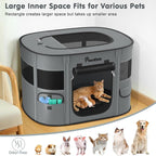 Dog Playpen, Portable Pet Cat PlayPen, 600D Oxford Dog Kennel Tent Crate, Waterproof&Breathable, Indoor Outdoor Travel Camping for Medium/Large Breed with Carrying Case+Bowl(L), Charcoal Gray