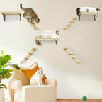 Cat Wall Furniture Set, 2PCS Cat Shelves & 2PCS 4 Steps Wall Shelves Stairs Tower Climbing Scratching Perches for Climbing Sleeping, Playing