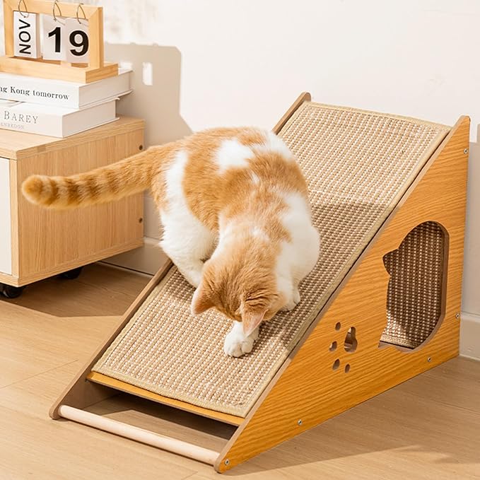 Sisal Cat Scratcher, 22.44 x 14.56 x 11.41 Inch Natural Scratching Post, Cat Scratch Pad for Wall and Couch, Durable Toy for Indoor Kittens