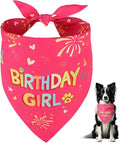 SZEE Dog Birthday Bandana, Reversible Bandanas for Dog Birthday Outfits, Pet Apparel & Accessories, Triangle Pet Scarf for Photo Prop and Holiday Decor (Large, Pink)
