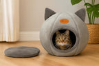 WNPL Cat Bed for Indoor Cats - Cat Bed Cave Washable, Soft Plush, Removable Pillow, Non-Slip Base, Large Cave with Toy Balls for Kitty and Small Animals (XL) 16x16x16 inch
