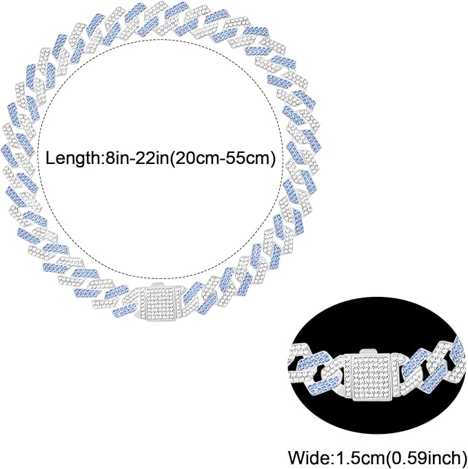 Metal Diamond Dog Chain Dog Training Chain with Secure Buckle Pet Collars for Large Medium Dogs