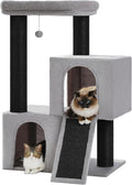 Cat Tree for Large Cats, 45" Heavy Duty Cat Tower with Dual Condos, 3 Thick Full Wrapped Sisal Scratching Posts(φ4.3), Spacious Padded Top Perch, Scratching Ramp and Toy Ball