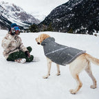 VIVAGLORY Snowrap Dog Coat, Jacket with Harness Hole, Dog Coat for Winter & Cold Weather, Fluffy Warm Fleece Lined Reflective Water Resistant for Puppy, L, Grey