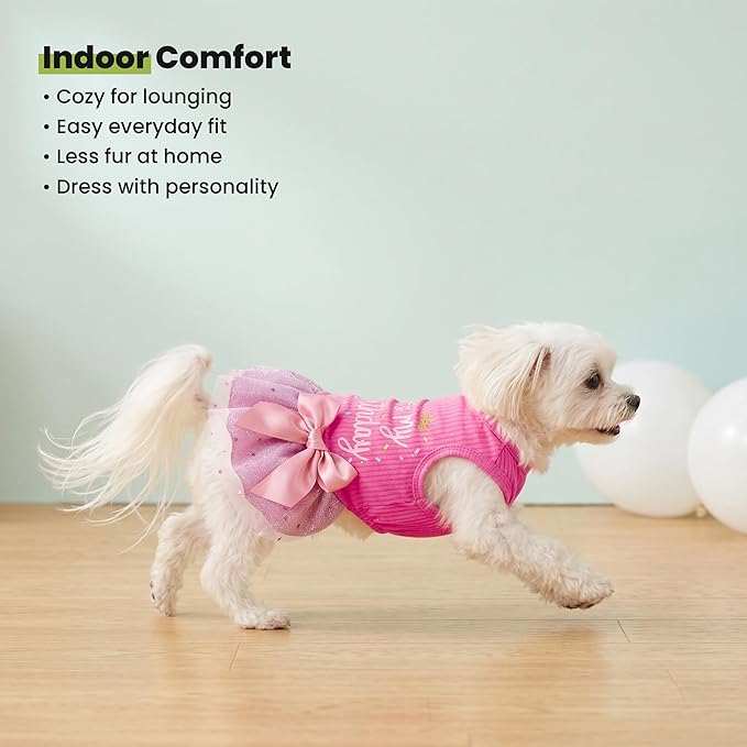 Fitwarm It's My Birthday Dog Dress, Dog Birthday Dress with Bowknot, Dog Clothes for Small Dog Girl, Funny Dog Clothes, Female Pet Outfit, Pink, Large