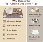 Dog Bowls Set with Wood Stand & Mat Waterproof, 3.5 Cups Ceramic Dog Bowls Elevated for Medium Dogs, Dual Food and Water Bowls with Weighted Non-Slip Base 28.7 OZ