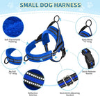 Lukovee No Pull Dog Harness and Leash Set, Soft Padded Small Dog Harness, Neck & Chest Adjustable Reflective Vest Puppy Harness with 4ft Lightweight Anti-Twist Dog Leash for Small Dogs (XS, Blue)