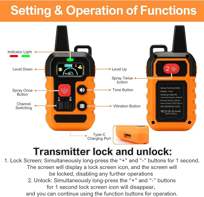Citronella Training Collar for Dog [1* Citronella Refill] Spray Dog Collar with Beep/Vibration/Spray 4 Mode & 6 Adjustable Sensitivities, IPX7 Waterproof Dog Collar for L/M/S Dogs