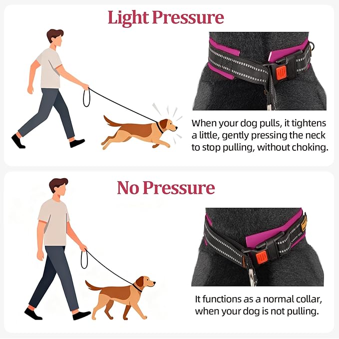 Mayerzon 1.5" Wide Martingale Collar for Large Medium Small Dogs Pitbull German Shepherd, No Pull Reflective Slip Martingale Dog Collar with Buckle Soft Padded for Walking Training(Pink,L)