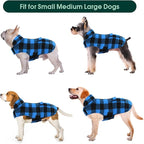 Kuoser Dog Winter Coat, Windproof Dog Fleece Jacket British Style Plaid Cold Weather Doggie Vest Coats, Reversible Cozy Warm Pet Clothes Apparel for Extra Large Size Dogs XXXL