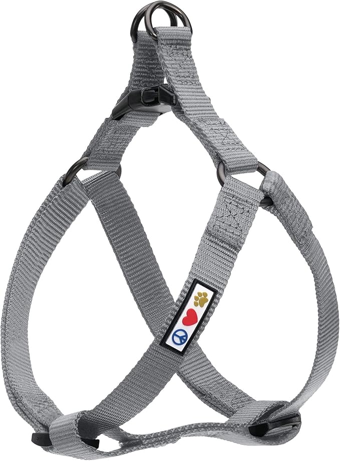Pawtitas Solid Step-in Dog Harness – Adjustable No-Pull Vest for Puppies to Seniors, Safe & Comfortable S Grey