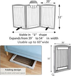 ZJSF Freestanding Dog Fence Indoor, Foldable Dog Gate for Doorways, Stairs or Hallways, Sturdy Wood Extra Wide Pet Gate with Support Feet for The House, Grey, 32 "Height-3 Panels